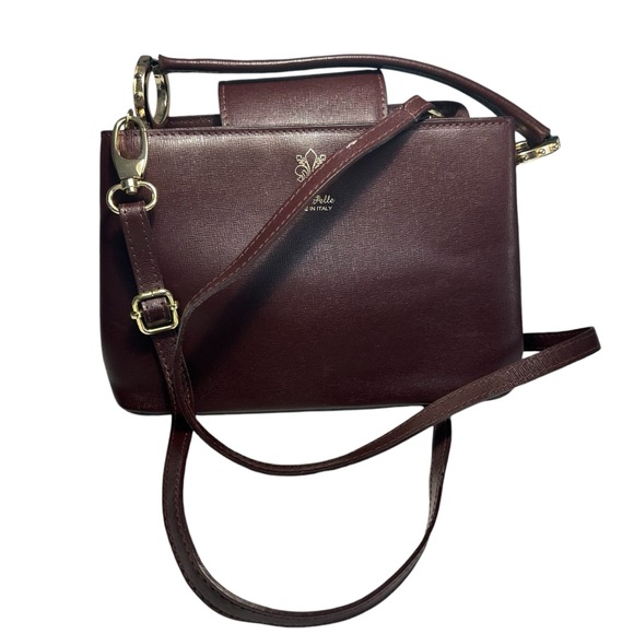 Vera Pelle Handbags - Vera Pelle Made In Italy Italin Leather Burgundy Crossbody Satchel Bag